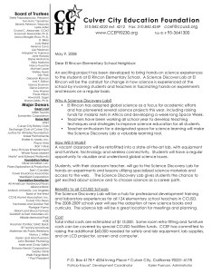 El Rincon Science Lab Letter